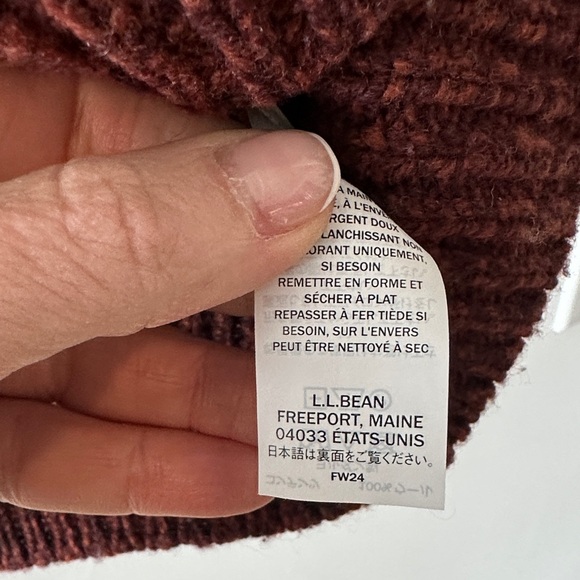 L.L. Bean Burgundy Fair Isle Crewneck Sweater with Beige & Gold Accents - Picture 5 of 6